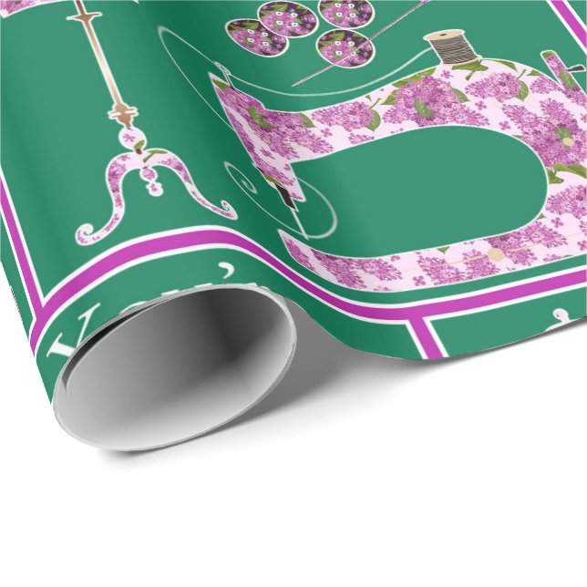 Nähmaschinenkleid Form Mütter Tag Geburtstag Geschenkpapier (Rolleneckpunkt)