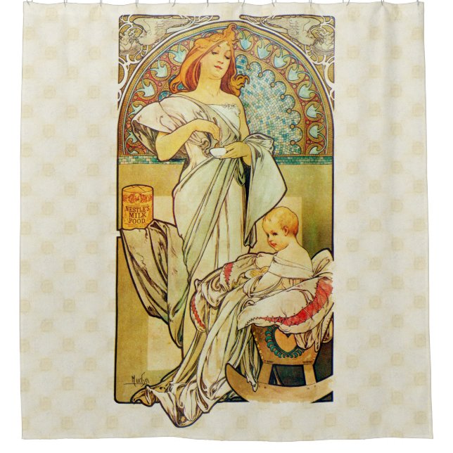 Nahrung 1898 Alfons Mucha für Säuglinge Duschvorhang (Vorderseite)