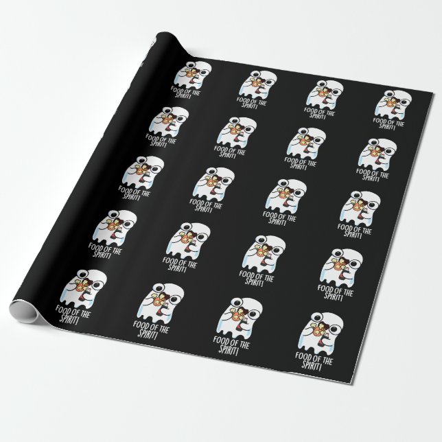 Nahrung des Geistes Funny Ghost Pun Dark BG Geschenkpapier (Ungerollt)