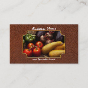 Nahrung - Paprikaschoten, Tomaten, Kürbis und Visitenkarte