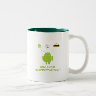 Nahrung u. Code sind häufig synonym (android) Zweifarbige Tasse