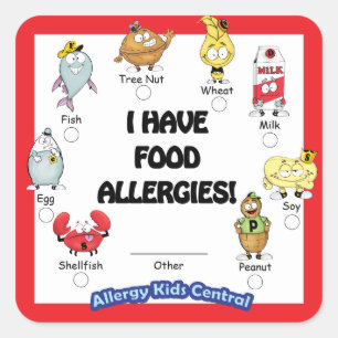 Nahrungsmittelallergie-Aufkleber Quadratischer Aufkleber