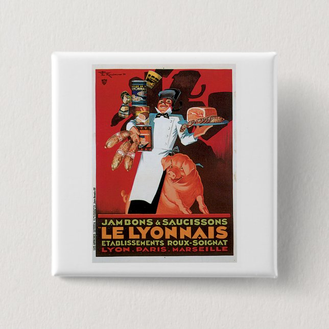 Nahrungsmittelanzeigen-Kunst Schwein Pork Ham Le Button (Vorderseite)