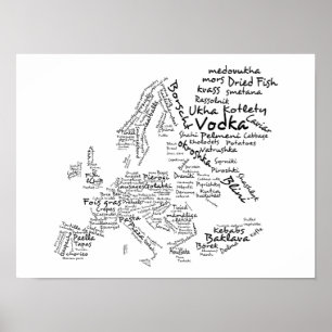 Nahrungsmittelkarte von Europa (KLEIN) Poster