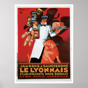 NahrungsmittelVintage Anzeigen-Kunst Ham Le Poster