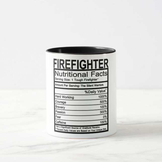 Nährwertbezogene Fakten für Feuerwehrleute Tasse (Zentrum)