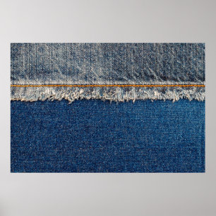 Naht mit orangefarbenem Faden auf gebleicht Poster