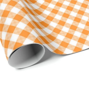 Nähte Match: Orange n White Gingham Wrapping Paper Geschenkpapier
