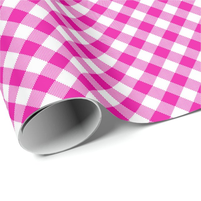 Nähte übereinstimmen: Pink und White Gingham Wrapp Geschenkpapier (Rolleneckpunkt)