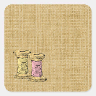Nähtickerei für die Thread Burlap-Etikettenaufkleb Quadratischer Aufkleber