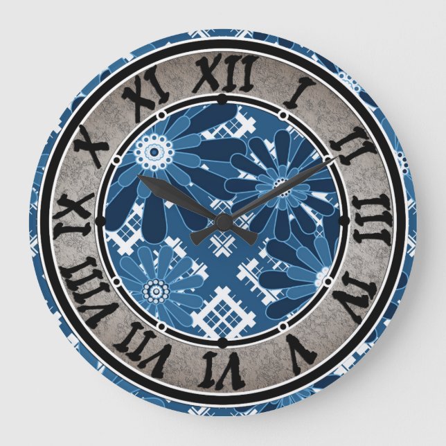 Nahtlos abstrakt, modern, kariert, kariert große wanduhr (Vorderseite)