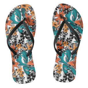 Nahtlos abstrakter heller Cartoon niedliche Blume Flip Flops