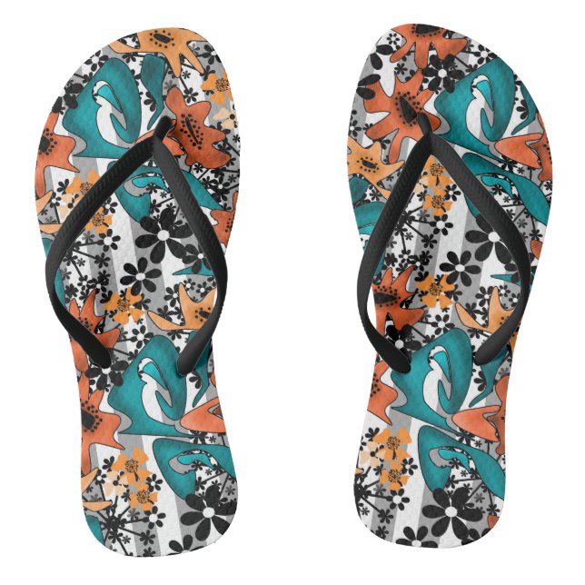 Nahtlos abstrakter heller Cartoon niedliche Blume  Flip Flops (Fußbett)