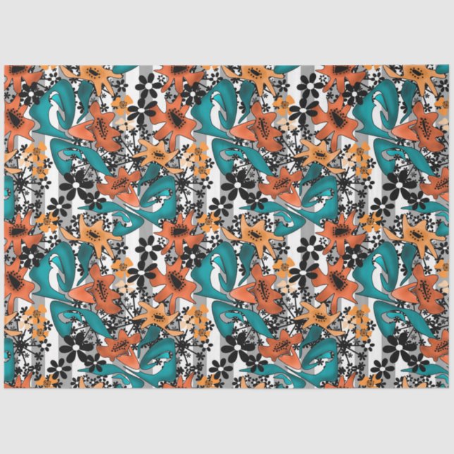 Nahtlos abstrakter heller Cartoon niedliche Blume  Seidenpapier (Vorderseite)