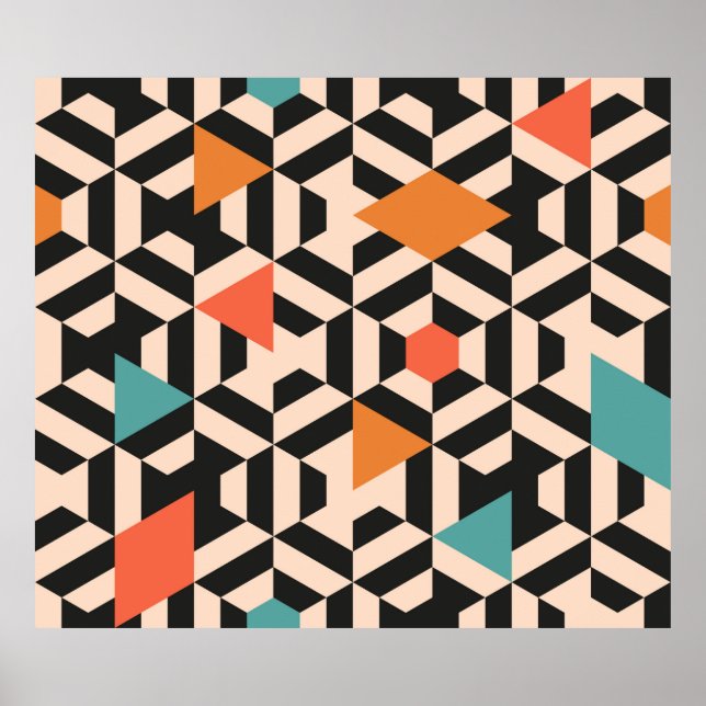Nahtlos abstraktes Muster geometrischer Formen. Ge Poster (Vorne)