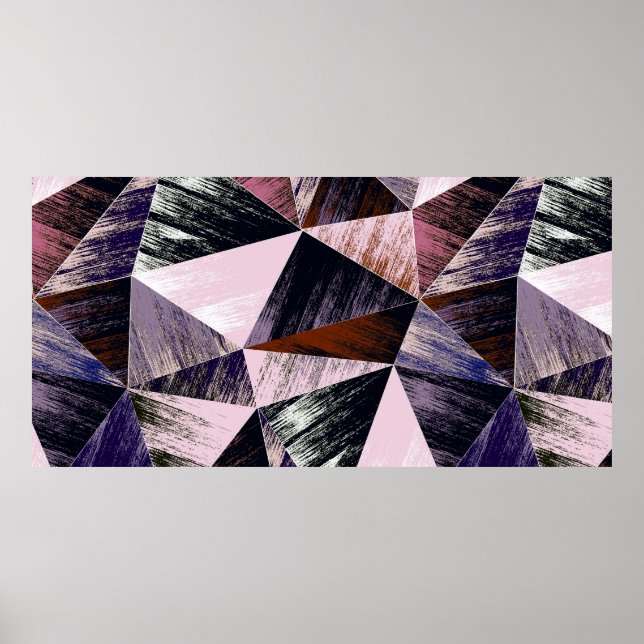 Nahtlos abstraktes Polygonmuster. Blau, Rosa, BH Poster (Vorne)
