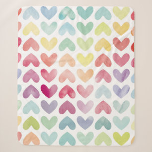 Nahtlos buntes wasserfarbenes Herz Muster Sherpadecke