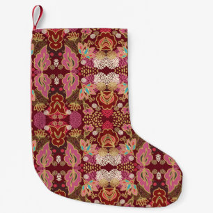Nahtlos dekoratives, chaotisches Blumenmuster Kleiner Weihnachtsstrumpf
