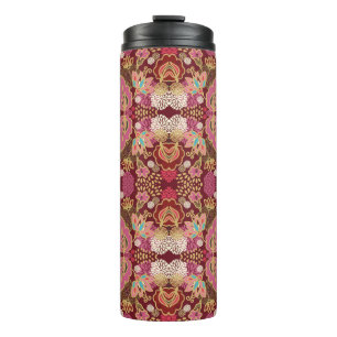Nahtlos dekoratives, chaotisches Blumenmuster Thermosbecher