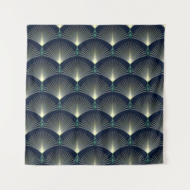 Nahtlos elegantes geometrisches Muster. Blue Art D Wandteppich (Vorderseite)