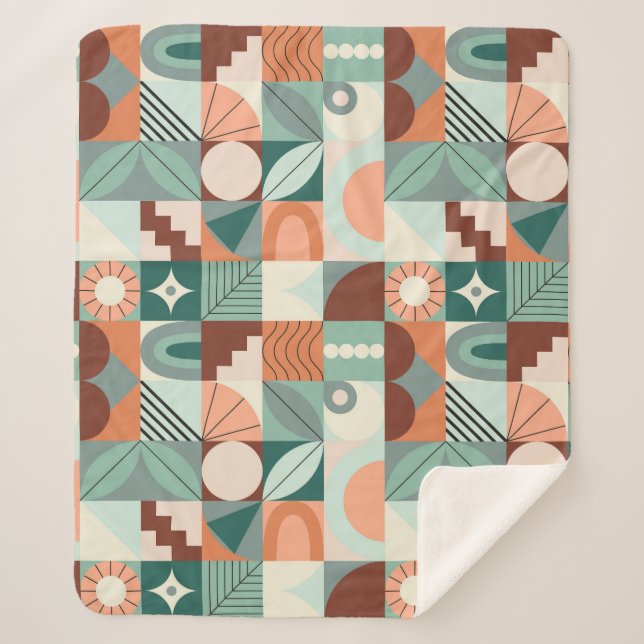 Nahtlos geometrisches, abstraktes Mosaikmuster. Sherpadecke (Vorderseite)