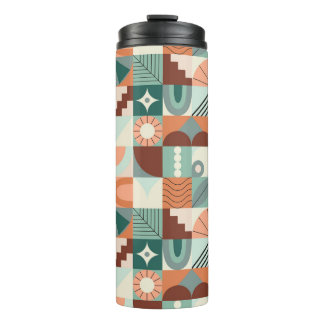 Nahtlos geometrisches, abstraktes Mosaikmuster. Thermosbecher