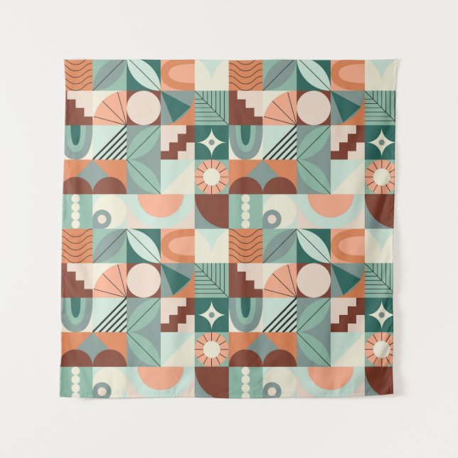 Nahtlos geometrisches, abstraktes Mosaikmuster. Wandteppich (Vorderseite)