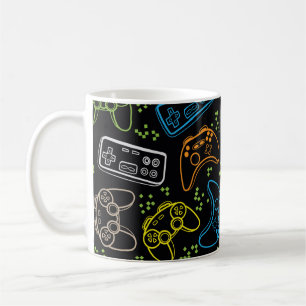 Nahtlos helles Muster mit Joysticks. Spielcoo Kaffeetasse