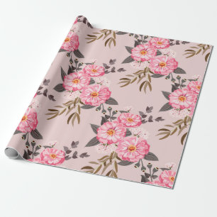 Nahtlos herrliches Muster in den Blume des Gartens Geschenkpapier