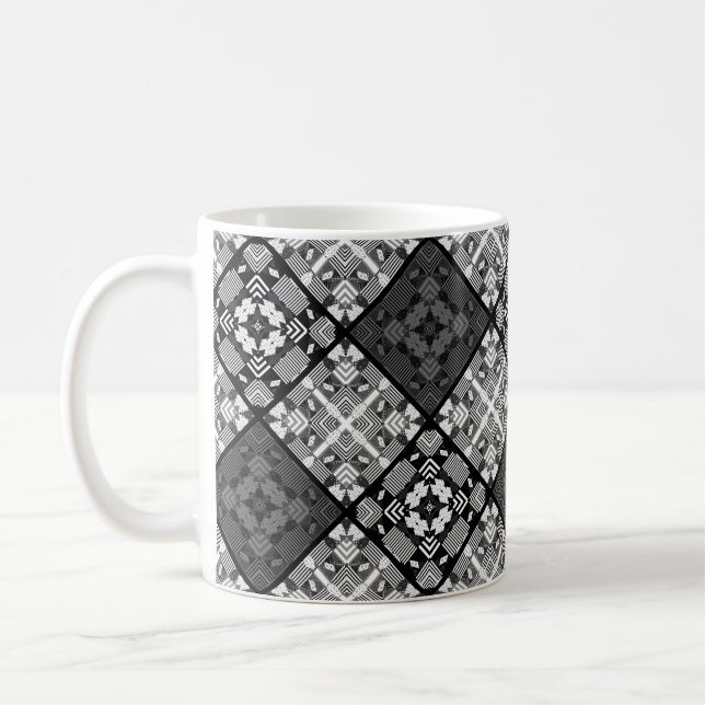 Nahtlos karierte karierte abstrakte Quadrate geome Kaffeetasse (Links)