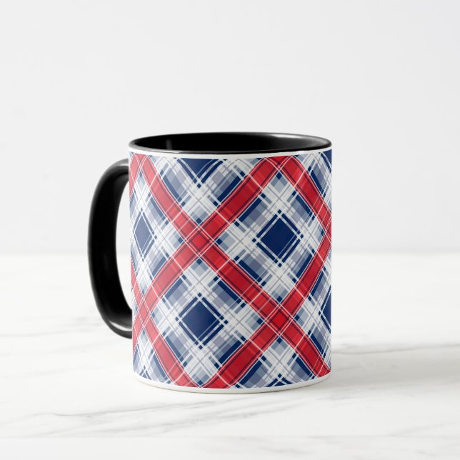 Nahtlos kariertes, kariert gesäumtes abstraktes Mu Tasse (Vorderseite Links)