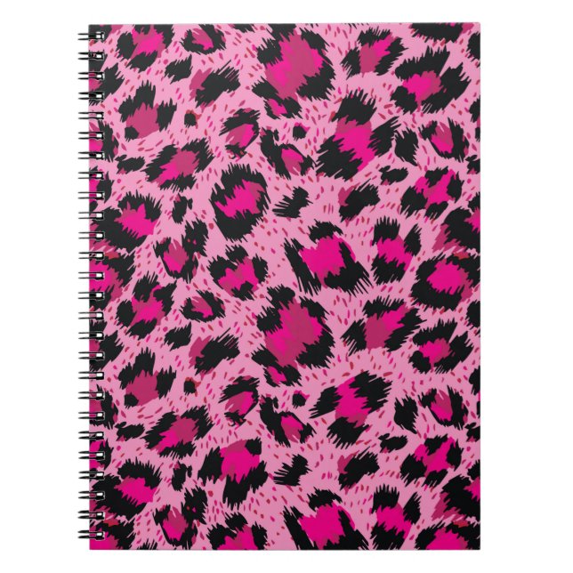Nahtlos luxuriöses rosa Leopardenmuster. Notizblock (Vorderseite)