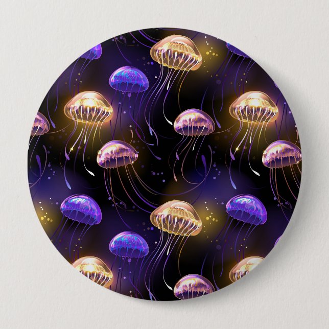 Nahtlos mit glühender Qualle Button (Vorderseite)