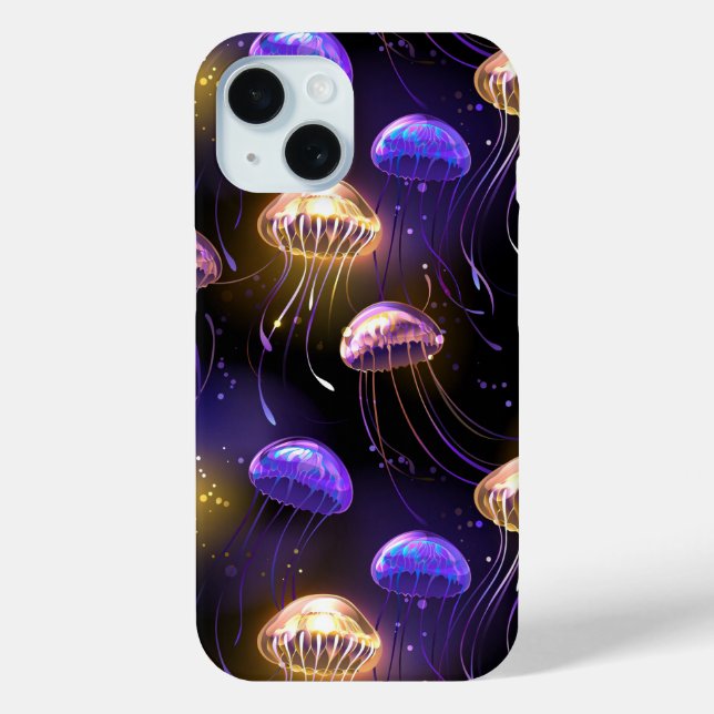 Nahtlos mit glühender Qualle Case-Mate iPhone Hülle (Rückseite)
