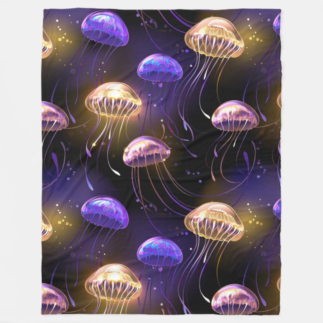 Nahtlos mit glühender Qualle Fleecedecke (Vorderseite)