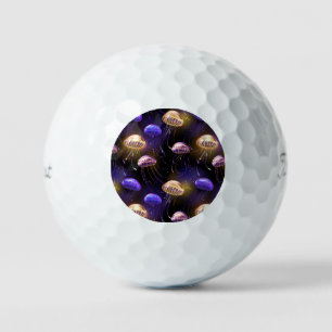 Nahtlos mit glühender Qualle Golfball
