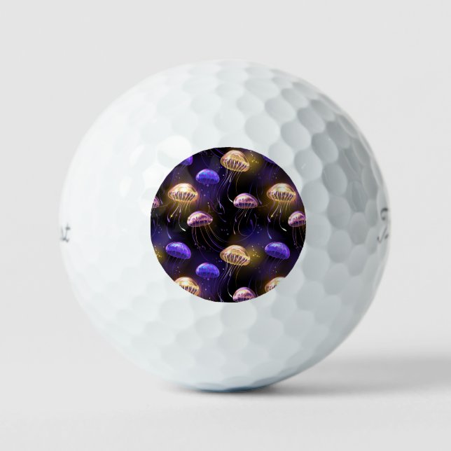 Nahtlos mit glühender Qualle Golfball (Vorderseite)
