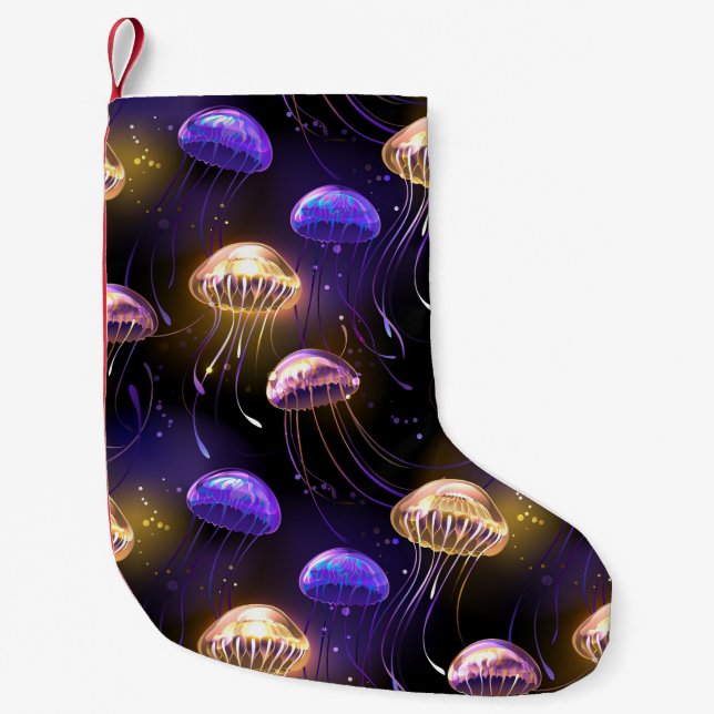 Nahtlos mit glühender Qualle Kleiner Weihnachtsstrumpf (Vorderseite)