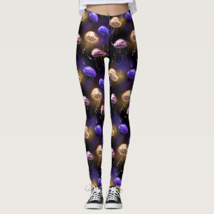 Nahtlos mit glühender Qualle Leggings