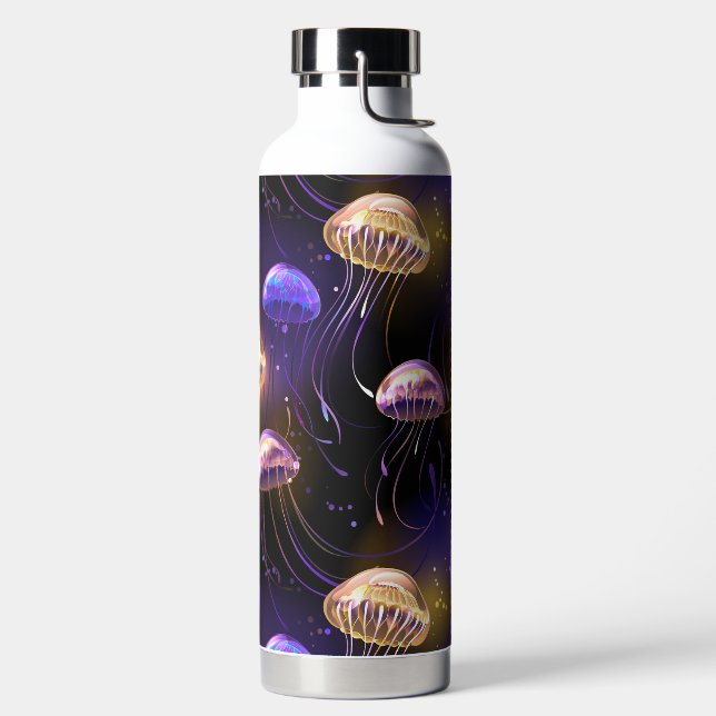 Nahtlos mit glühender Qualle Trinkflasche (links)
