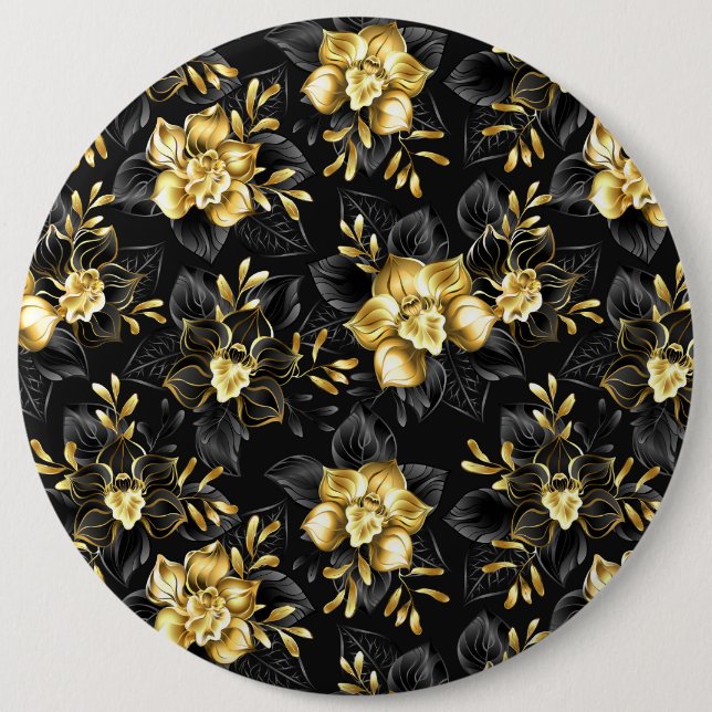 Nahtlos mit Schmuckorchideen Button (Vorderseite)