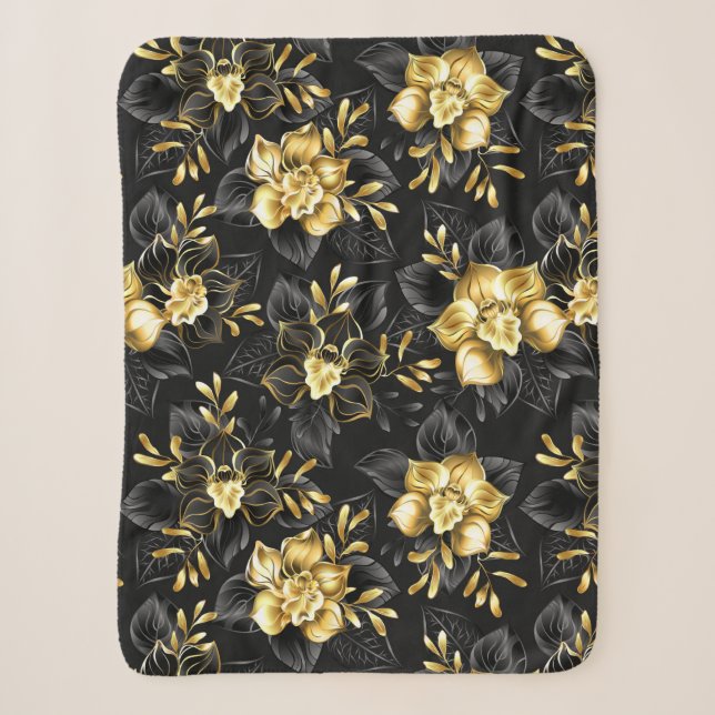 Nahtlos mit Schmuckorchideen Sherpadecke (Vorderseite)