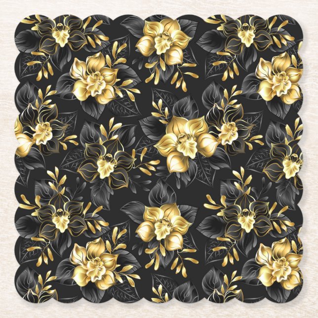 Nahtlos mit Schmuckorchideen Untersetzer (Vorderseite)
