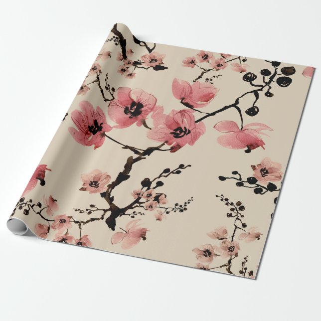 Nahtlos schöner Druck von Aquarellfarben-Blume. St Geschenkpapier (Ungerollt)