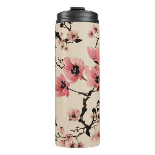 Nahtlos schöner Druck von Aquarellfarben-Blume. St Thermosbecher