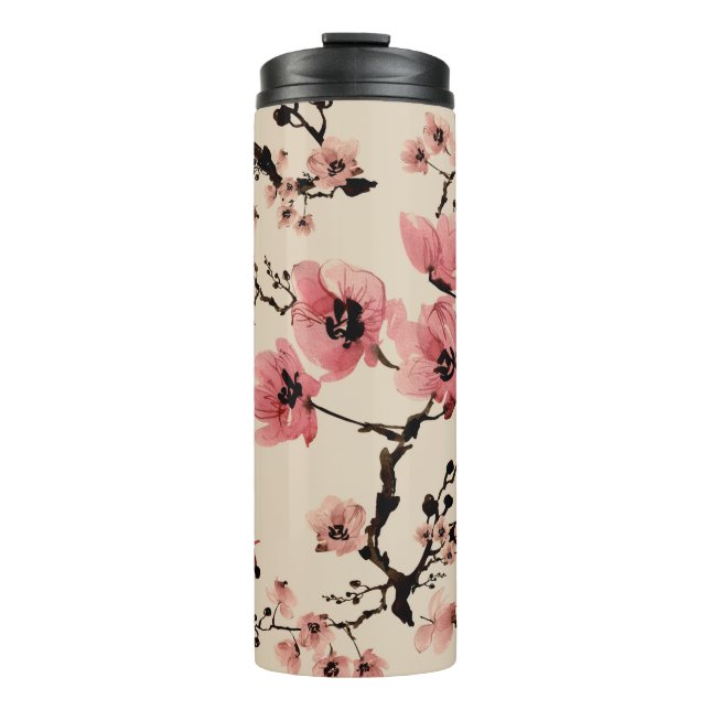 Nahtlos schöner Druck von Aquarellfarben-Blume. St Thermosbecher (Vorderseite)