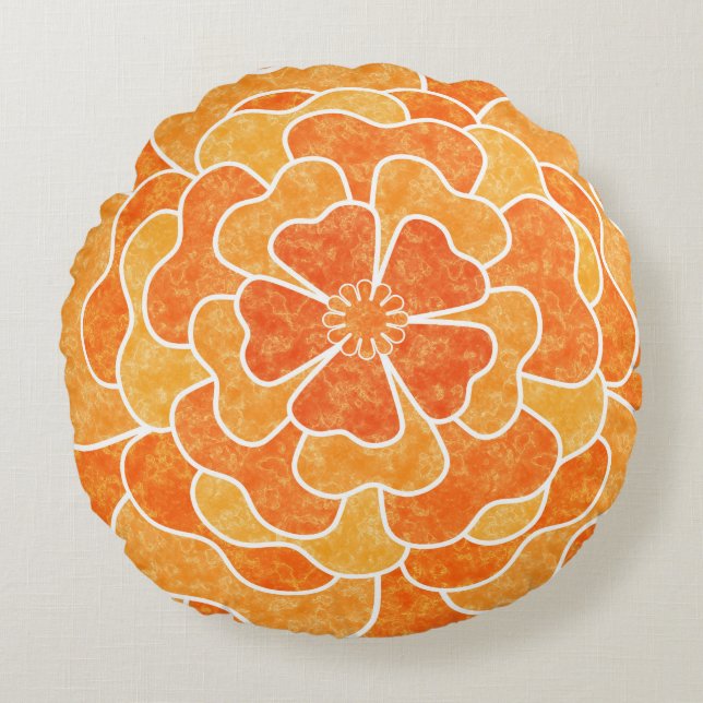 Nahtlose abstrakte Blume mit Blumenmotiven Rundes Kissen (Vorderseite)