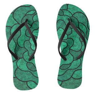 Nahtlose abstrakte blumenfarbene Blume schwarz-grü Flip Flops