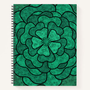 Nahtlose abstrakte blumenfarbene Blume schwarz-grü Notizbuch