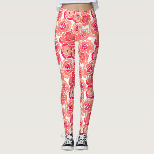 Nahtlose abstrakte Cartoon rosa Blume Blumenmodus Leggings